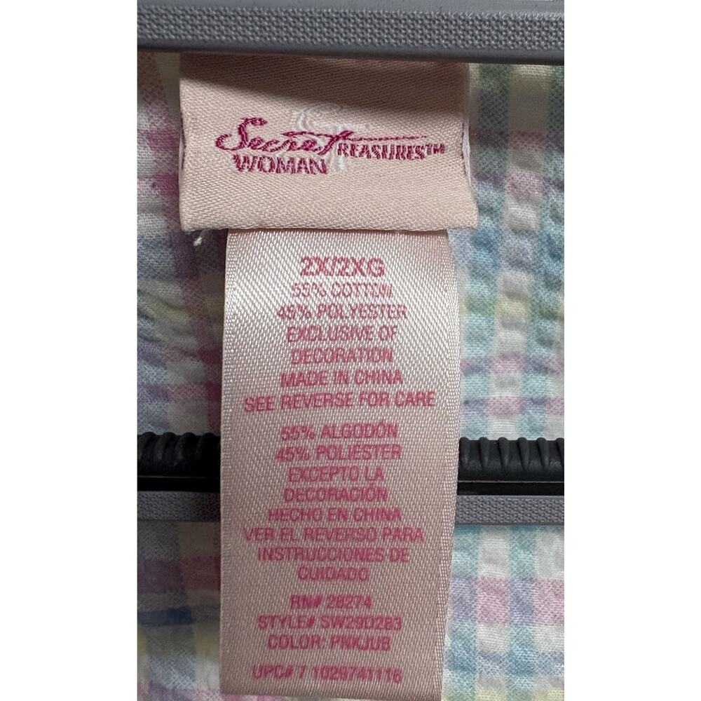 Vintage Secret Treasures Womens 2X Pastel Plaid Tucan Bird Embroidery Night Gown - Picture 5 of 6